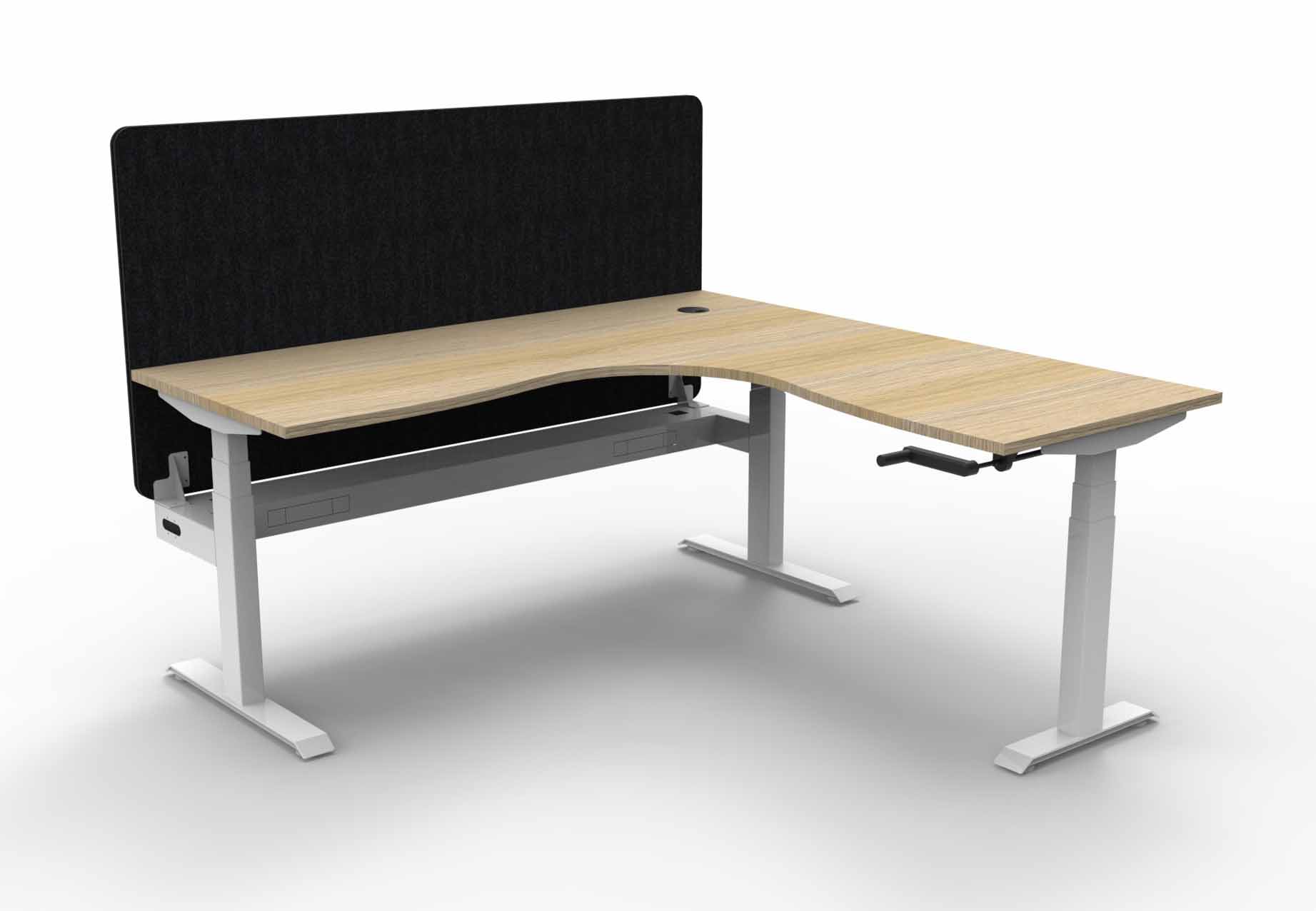 Boost Crank Manual Sit-Stand Corner Workstation with Cable Tray and Eco Screen